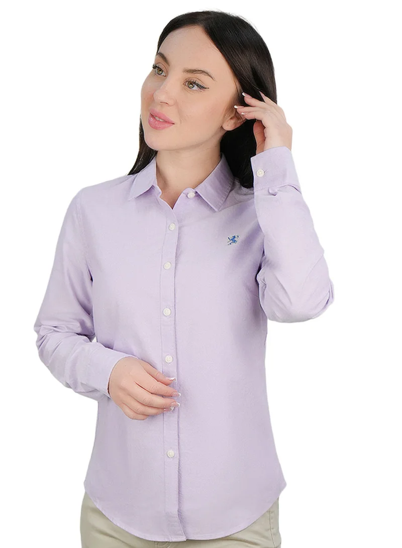 Women’s Slim Fit Cotton Oxford Shirt | Acute Collar with Embroidery
